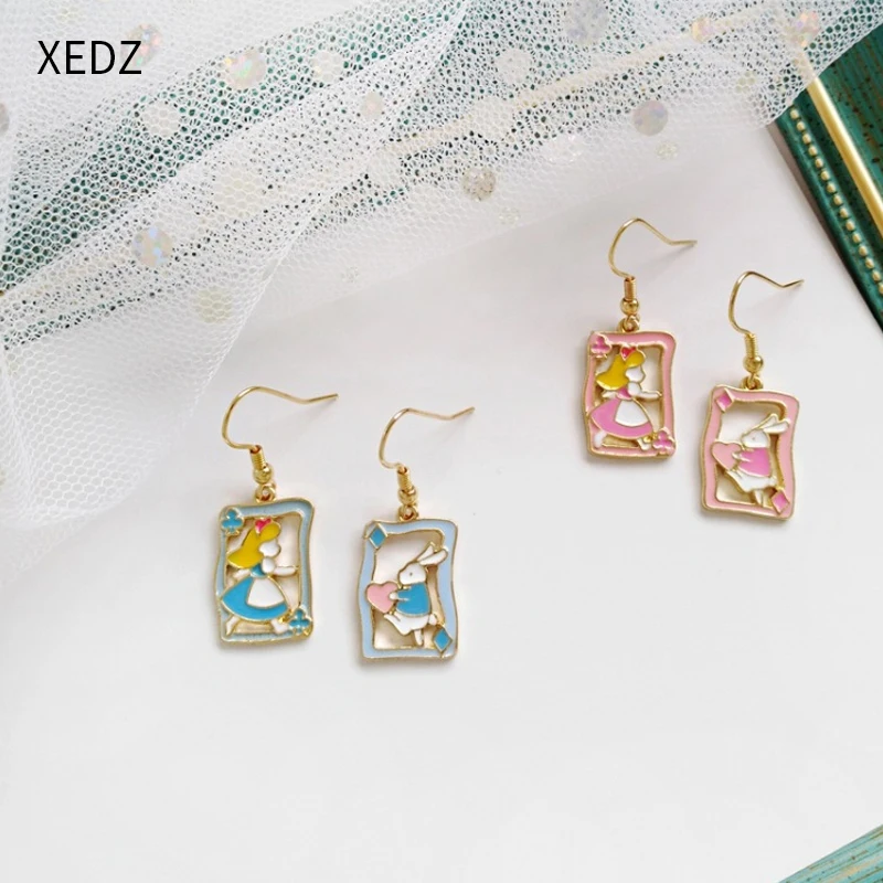 XEDZ креативные японские и корейские Мультяшные серьги в форме кролика дикая Алиса