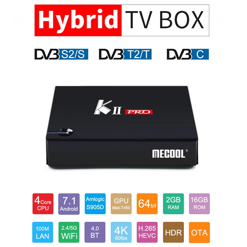 KII PRO DVB S2 T2 Android 7 1 Smart tv Box 4K S905d четырехъядерный 2 Гб 16 медиаплеер двойной Wifi