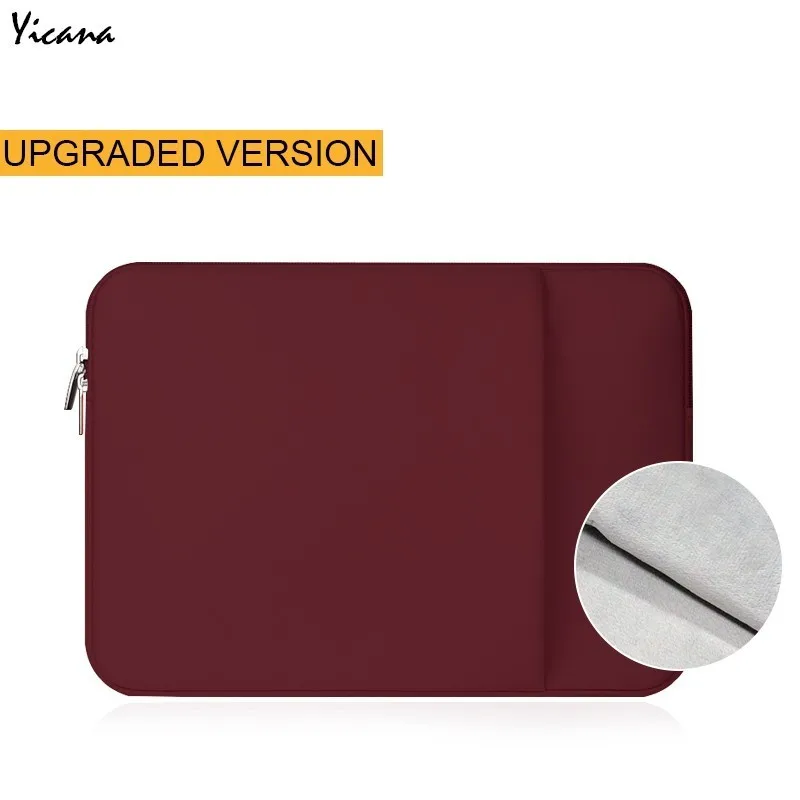Wine Red Upgrade Обновленный чехол для ноутбука 12 13 14 15,6 дюймов для Macbook Air Pro с мягкой плюшевой подкладкой, водонепроницаемая сумка на молнии для ноутбука - Цвет: Wine Red Upgrade