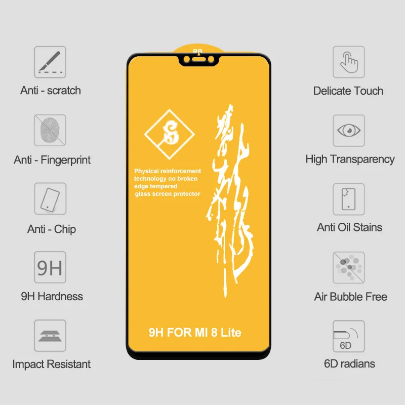 6D на стекле для Xiaomi Redmi Note 7 6 Pro 5 4X протектор экрана Redmi 7A Note 7 5 6 Pro защита экрана закаленное защитное стекло для Xiaomi Mi 9 SE 8 A2 Lite A3 CC9 CC9E Mi 9 безопасность стекло 7A Redmi Note 7 5 Pro
