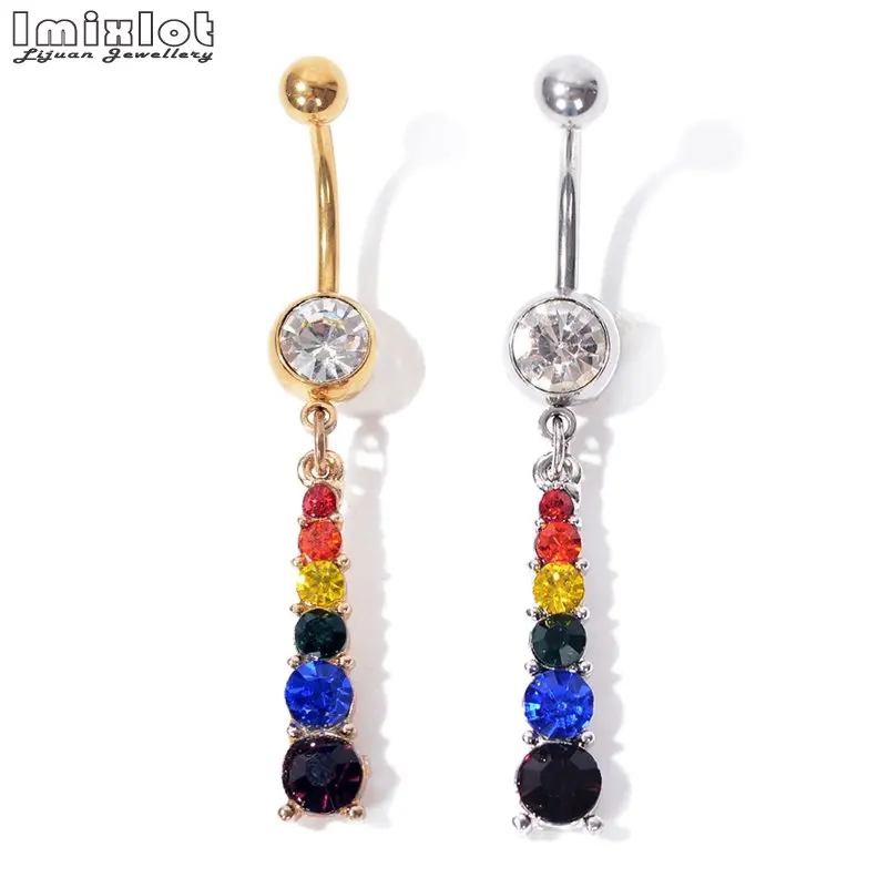 1PC Surgical Steel Dangle Flower AAA CZ Zircon Crystal Navel Bell Button Rings Sexy Piercing Body Jewelry Various Styles | Украшения и