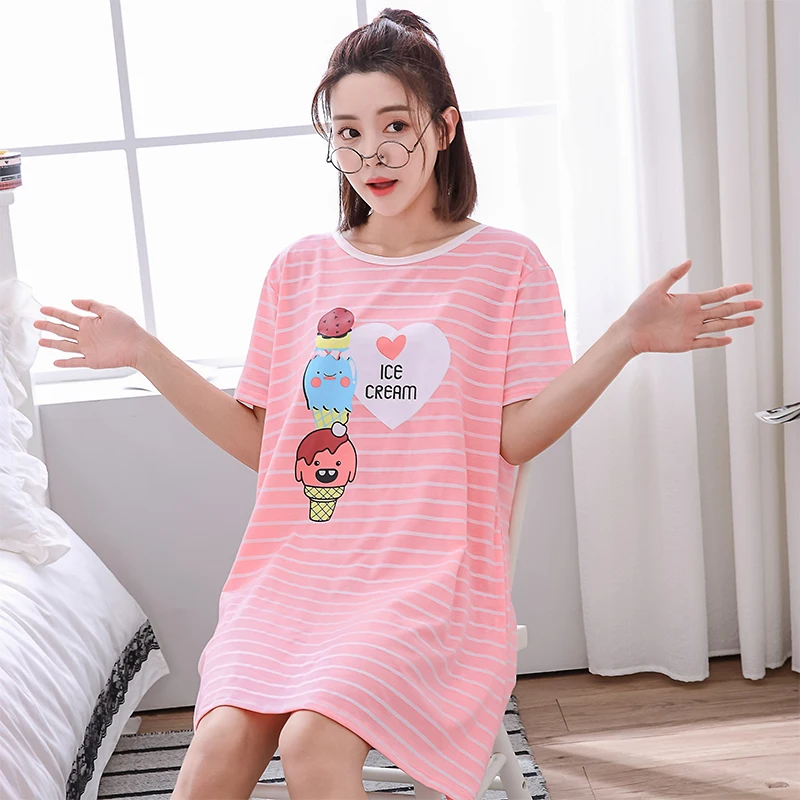 Хлопковая женская одежда для сна с милым котом, 5XL, ночная рубашка, домашняя одежда для девочек, ночная рубашка для сна, домашняя одежда, Женская домашняя одежда