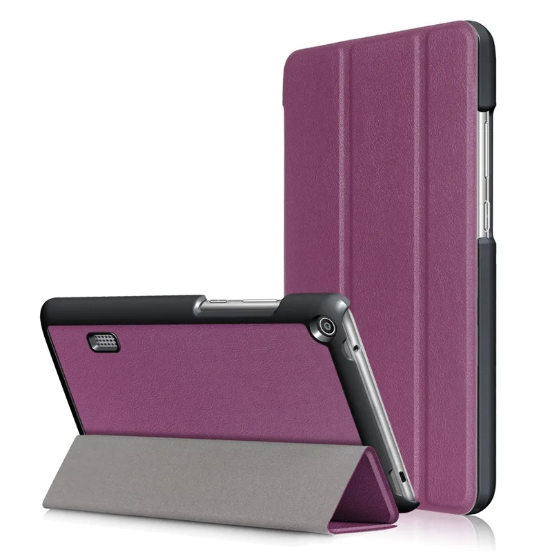 purple Умный чехол из искусственной кожи для huawei MediaPad T3 7,0 BG2-W09, чехол для планшета, чехол для Honor Play Pad 2 7,0, чехол для планшета+ пленка+ ручка - Цвет: purple