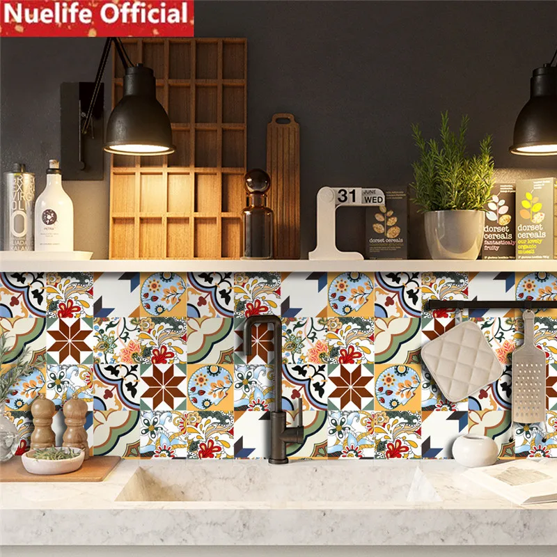 Европейские ретро настенные наклейки с рисунком плитки детская комната кухня