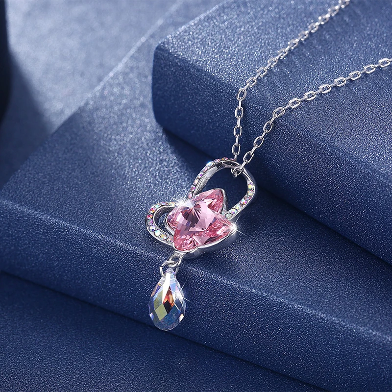 LEKANI кристаллы от SWAROVSKI Бабочка подвески в форме капель воды ожерелья для женщин