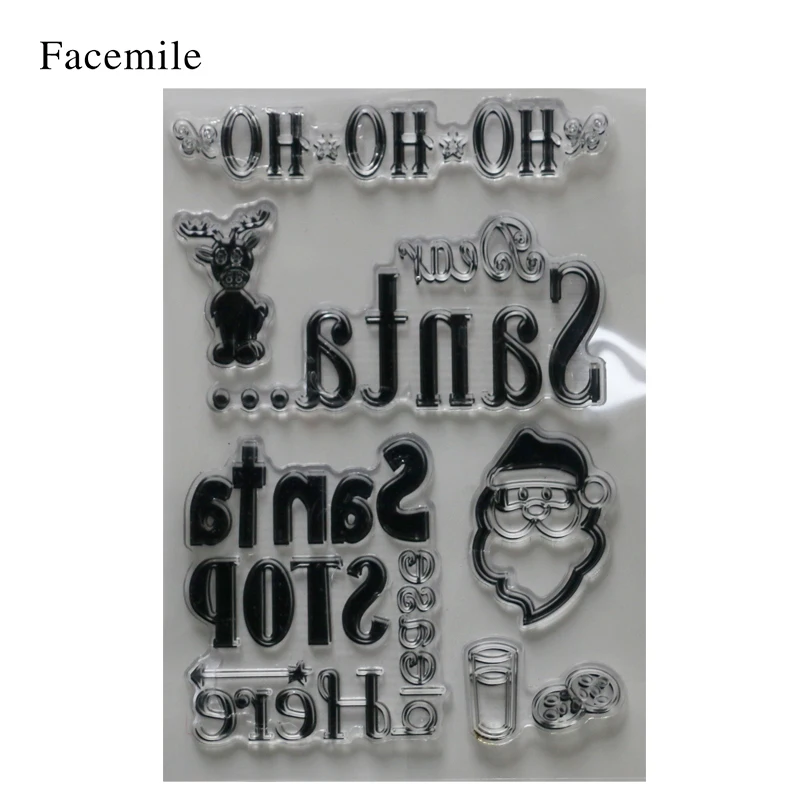 Santa Design Transparent Clear Silicone Stamps for DIY Scrapbooking Kids Christmas Fun Decoration Supplies YS058 Gift | Канцтовары для