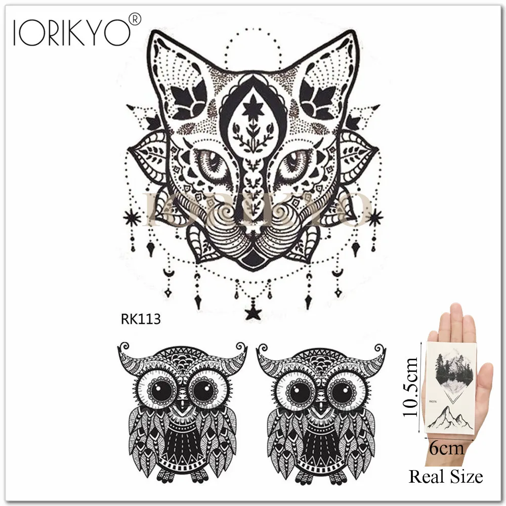 IORIKYO Сексуальная поддельная татуировка с котом наклейки для женщин черная