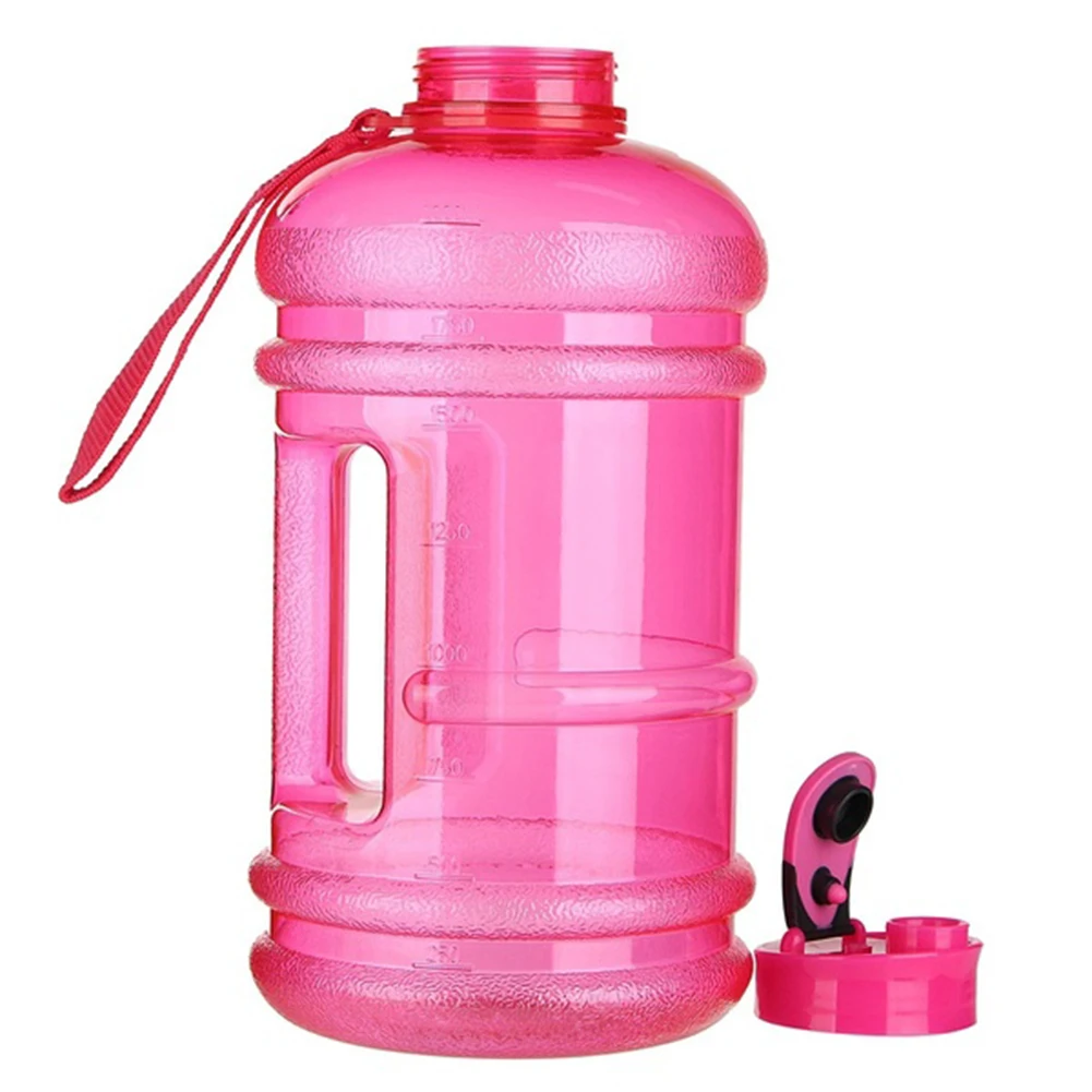 Красный 2.2L бутылка для воды, портативная, для путешествий, без бисфенола, бутылка для воды, для спортзала, фитнеса, питьевой чайник, большая емкость, бутылка для воды с rop - Цвет: Красный