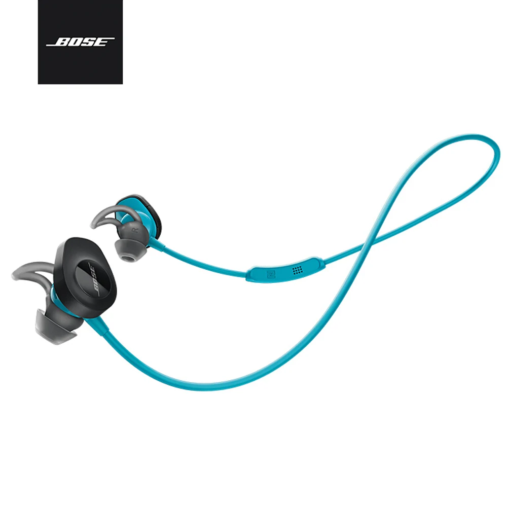 Bose наушники SoundSport, беспроводные Bluetooth наушники, спортивные наушники с защитой от пота, музыкальная гарнитура, встроенное управление с микрофоном - Цвет: Синий