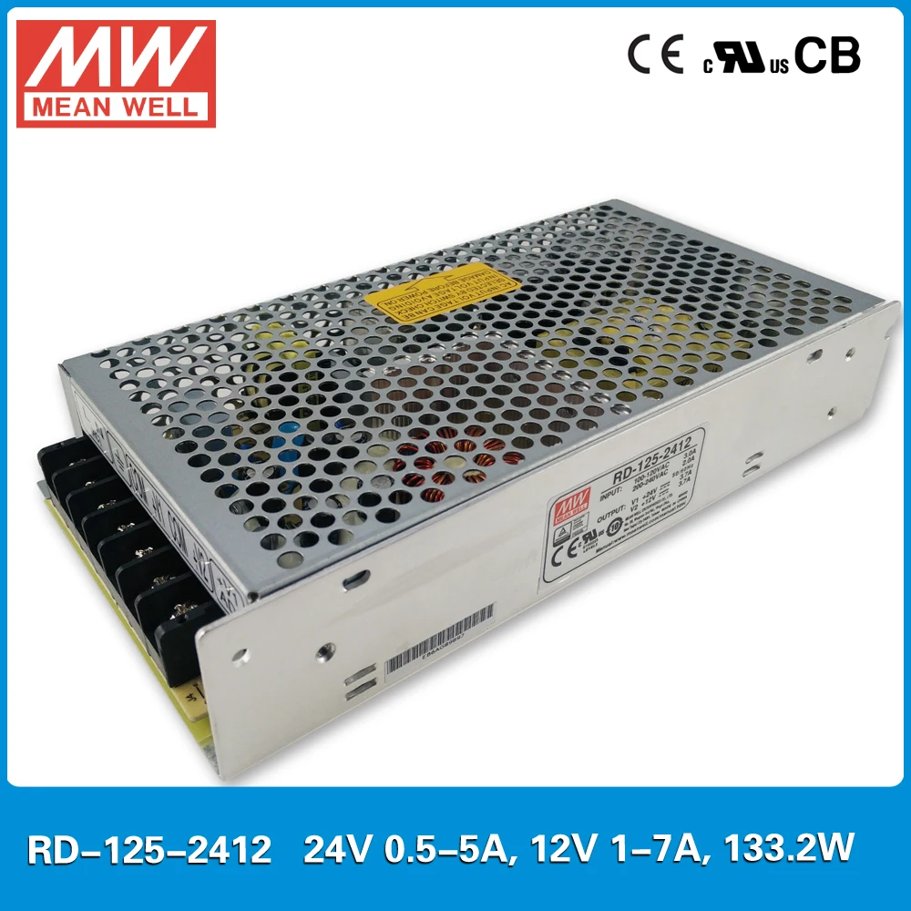 

Оригинал Mean well RD-125-2412 133,2 Вт 24 в 12 В двойной Выход Meanwell источник питания вход 85-В переменного тока CB UL CE Утверждено