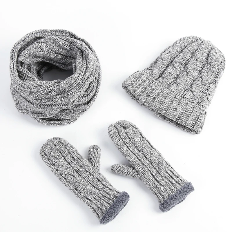 New Arrival High Quality Fashion Winter Women Thickening Knited Scarf Hat Set |