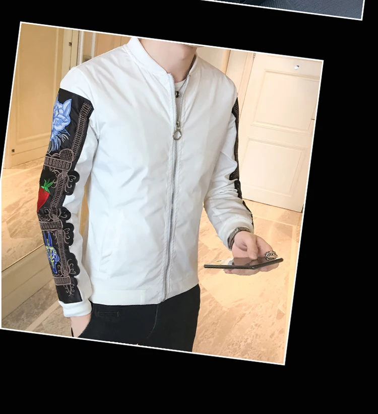 Мужская уличная куртка-бомбер с вышивкой, Chaqueta Hombre, повседневная черная, красная, белая ветровка, мужская куртка-бомбер, Social Erkek