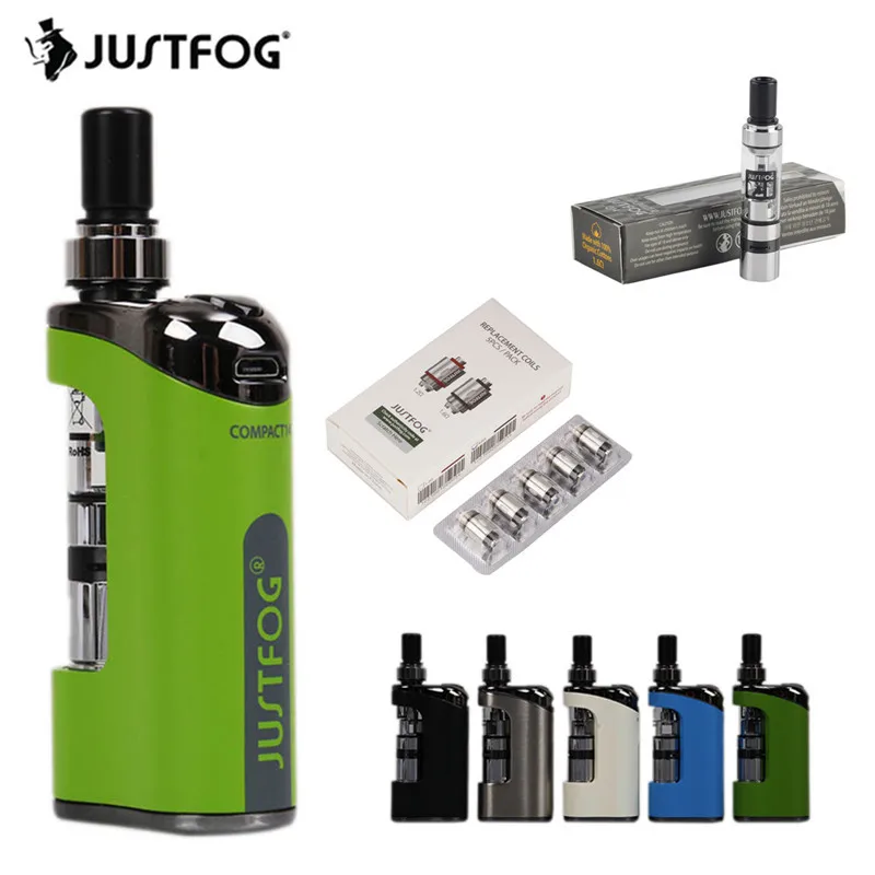 Вейп ручка JUSTFOG Compact 14 Комплект с 1 8 мл Q14 атомайзер бак 1500 мАч батарея 2 Ом 6 катушка