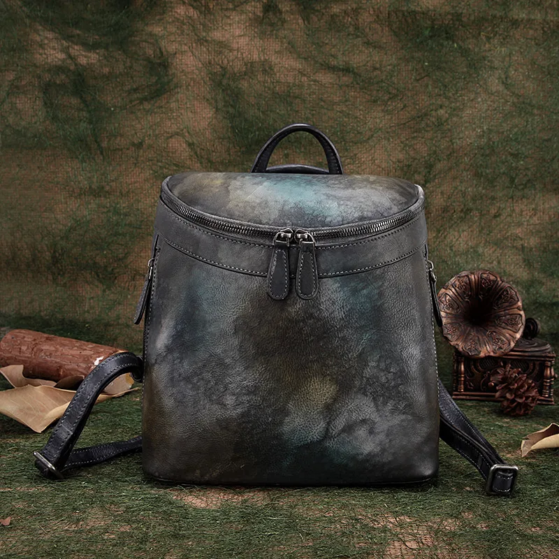 2019 Men Women Vintage Genuine Leather Leisure Backpack Female Multi-functional Cow Bucket Back Pack Top Handle Bag | Багаж и сумки