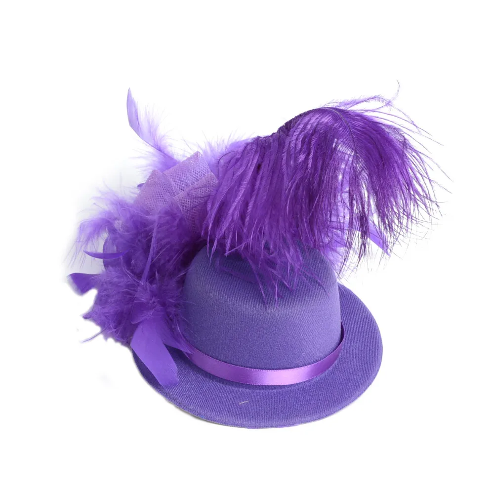 New Hot Sale Solid Adult Women Feather Mini Top Hat Organza Mesh Hair Clip Fascinator Wedding Bridal Party Brides Accessories |