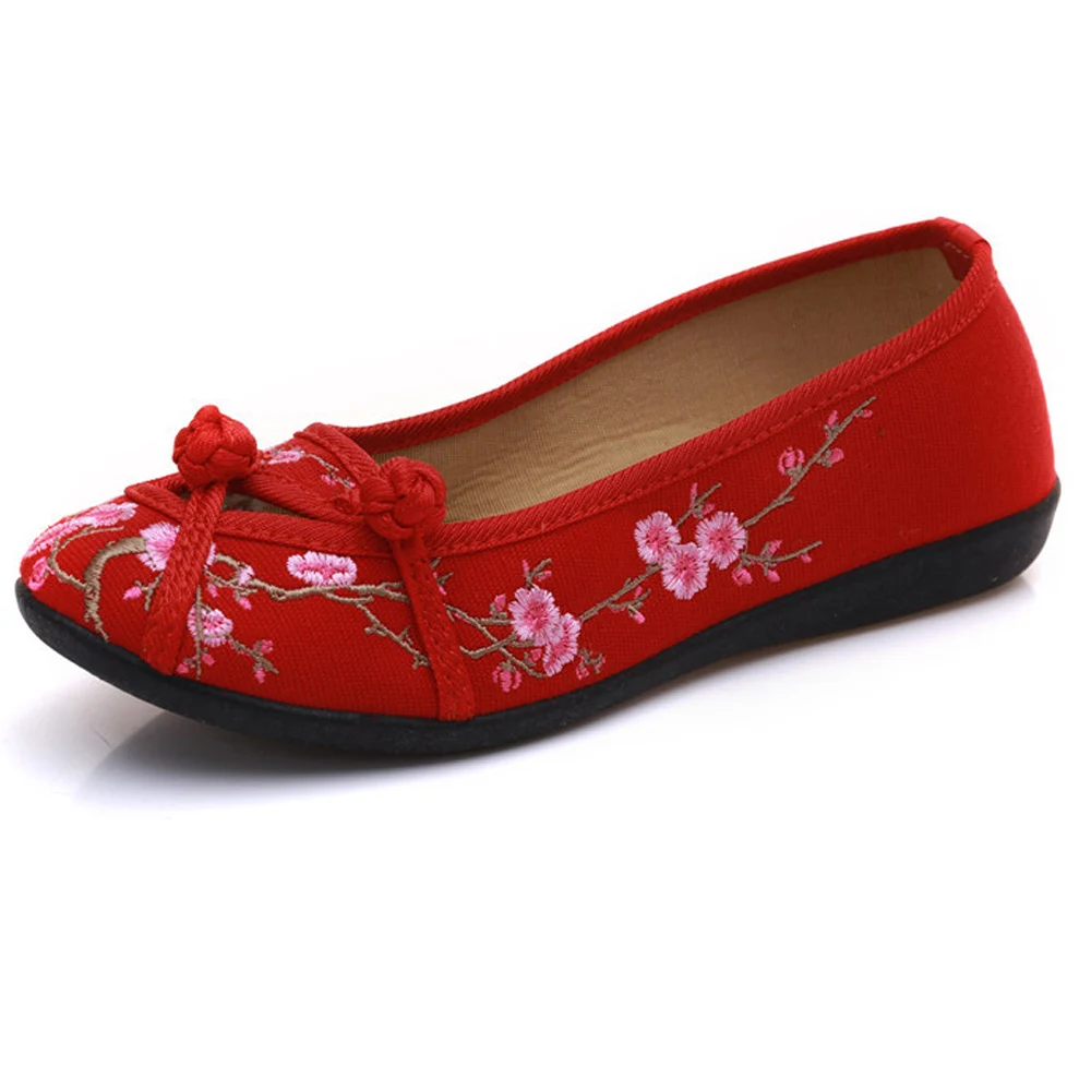 Новинка Сезон весна лето Женская обувь на плоской подошве с цветочной вышивкой