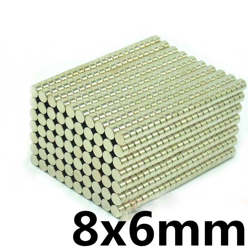 20 штук 8x6 мм N35 супер сильный редкоземельных магнитов маленькие круглые мощный