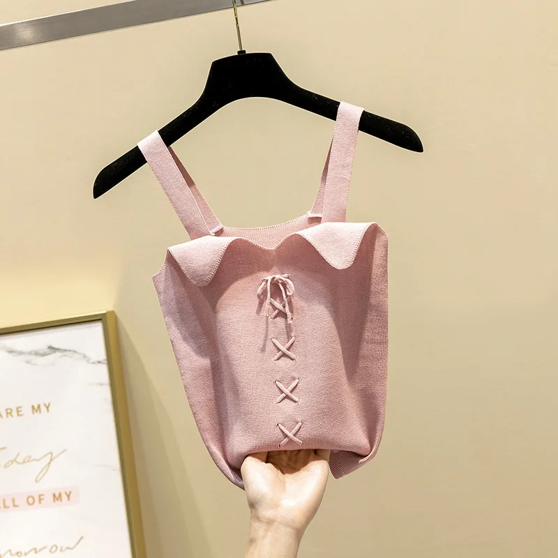 Женская однотонная Трикотажная майка на бретельках Новинка лета 2019 сексуальная