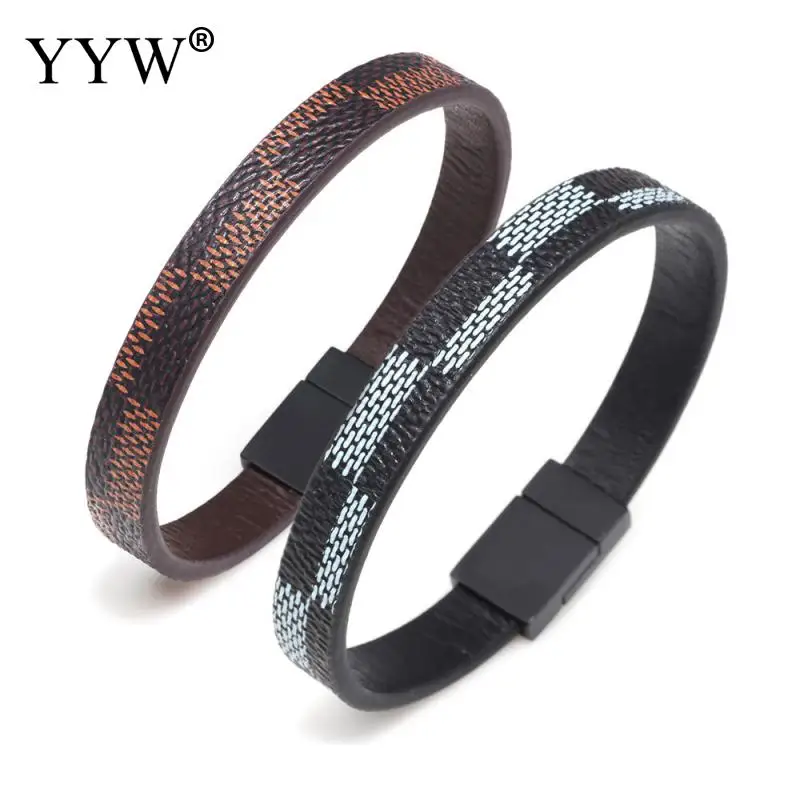 ГОРЯЧИЙ кожаный браслет Pulsera Hombre ювелирные изделия из нержавеющей стали с геометрическим застежками кожаные браслеты роскошный браслет брендовый для мужчин