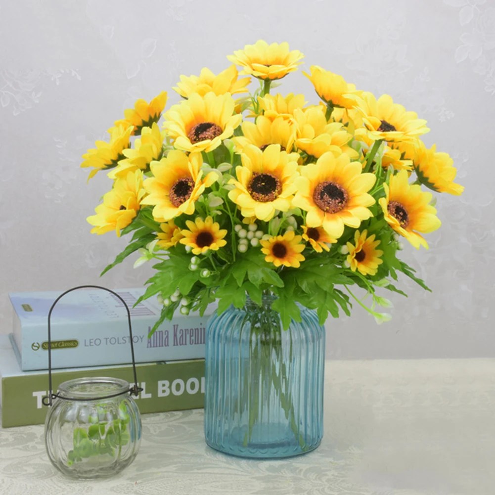 6Pcs sunflowers artificial flowers garden home living room decorative For Weeding Part | Дом и сад