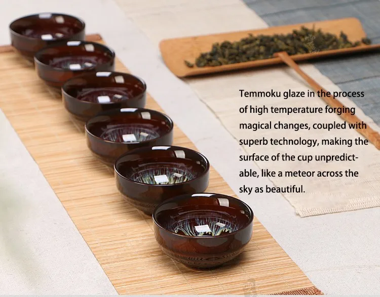 1 шт. Temmoku глазурь чайная чашка, кунг-фу чашка для печи керамическая чашка чайная чашка, Китайский Цзиндэчжэнь звездное небо чайный сервиз красиво произведение искусства