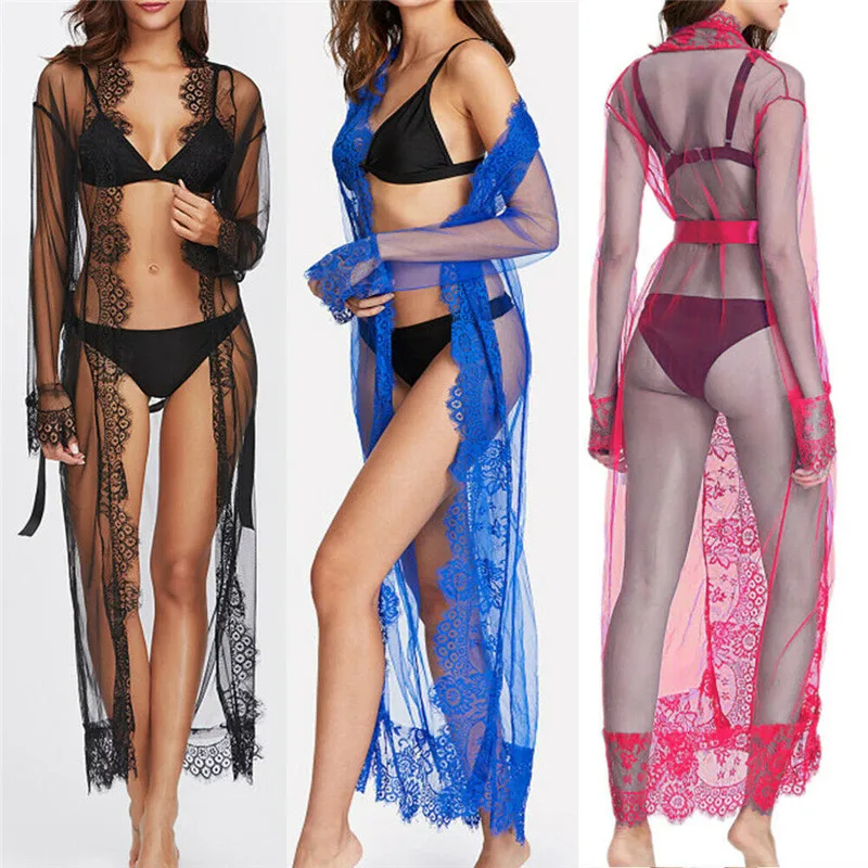 Пляжная однотонная Длинная накидка бикини туника для пляжного купальника