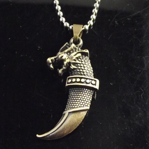 1 шт. винтажный амулет золотой серебряный сплав кулон волчий зуб волк счастливое