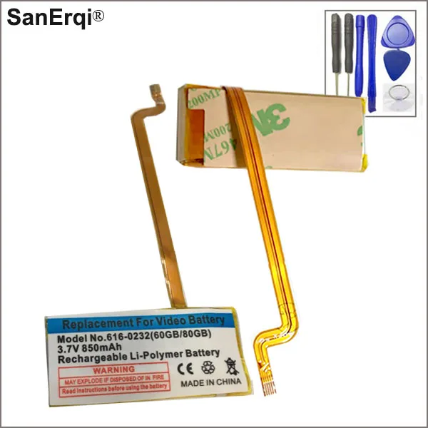 

10pcs 850mAh internal battery for video for ipod 6th gen classic 160gb thick or 5th gen video 60gb 80gb + repair tool