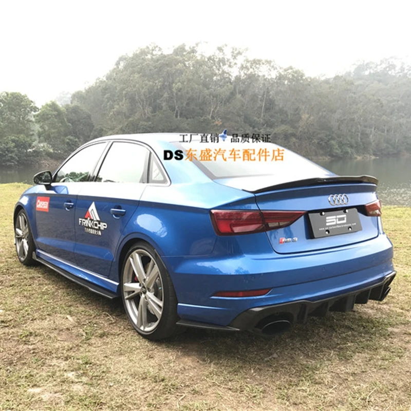 Автомобиль стиль для Audi A3 седан спойлер S3 RS3 углеродного волокна Задняя накладка на Багажник крыло стекло черный отделка для A3
