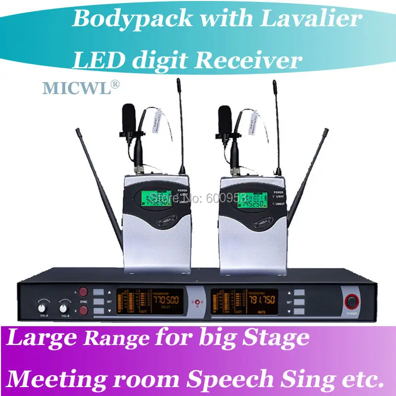 Micwl em5200 bodypack UHF 2 петличный Беспроводной встреча этап Sing речь караоке микрофон