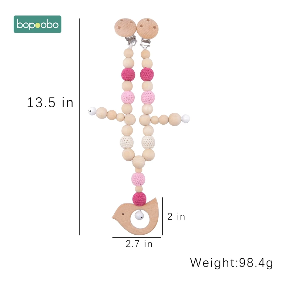 Pink Cart Chain Bopoobo 1PC Baby Rattle Crochet Beads Infant Toys Crib Mobile Bed Bell Toy Pram Cart Chain Wood Elephant Stroller Mobile Newborn - Цвет: Pink Cart Chain