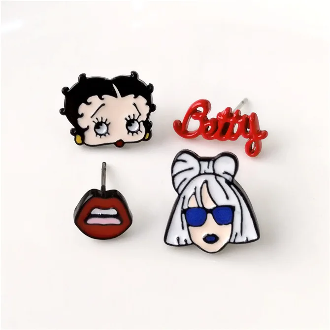 IVYYE Betty забавная сумасшедшая мода аниме Сережка с героями мультфильмов милые серьги-гвоздики с животными для женщин девочек детские ювелирные изделия Рождественский подарок