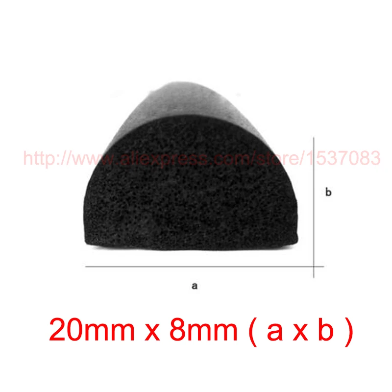 

3m x 20mm x 8mm self adhesive rubber foam cabinet door window sealing strip