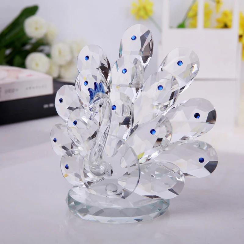 

1 pcs Crystal Peacock Figurine Luxury Crystals Ornament Paperweight Home Decoration Collectible Animal Figurines DIY Craft Gift