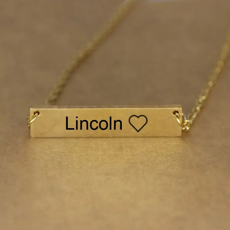 

Custom Name Bar Necklace Newest High Polished Stainless Steel Pendant Necklaces Jewelry Best Gift YP7224