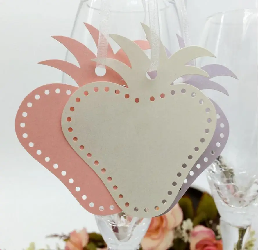 

200pcs Strawberry Wish Greeting Card Paper Ribbon For Wedding Christmas Party Gift Label Bookmark Luggage Label Price Hang Tag