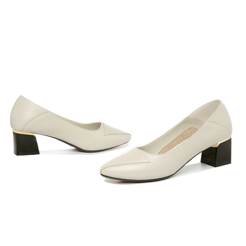 beige 03 Guciheaven/Новинка года; брендовая летняя офисная обувь; женские туфли-лодочки; Осенняя обувь на квадратном среднем каблуке; zapatos mujer; женская обувь с закрытым носком; модельные туфли - Цвет: beige 03