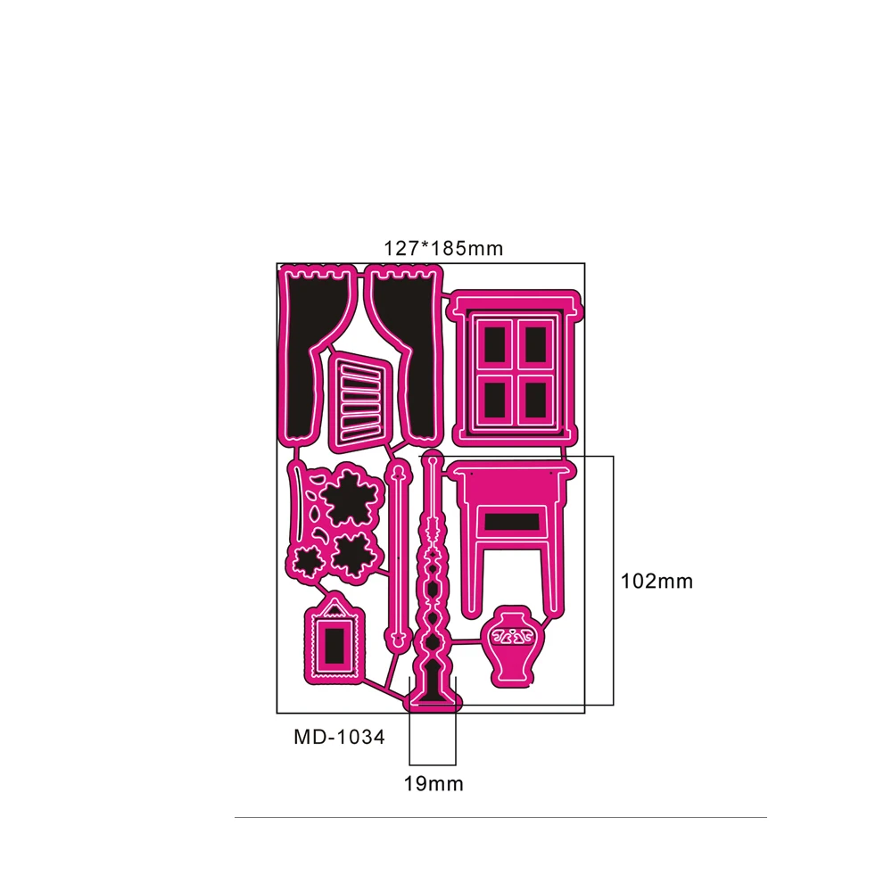 Furnitures Windows Shape Metal Cutting Dies Stencil Scrapbook Album Embossing For Gift Card Making Handcraft Decor