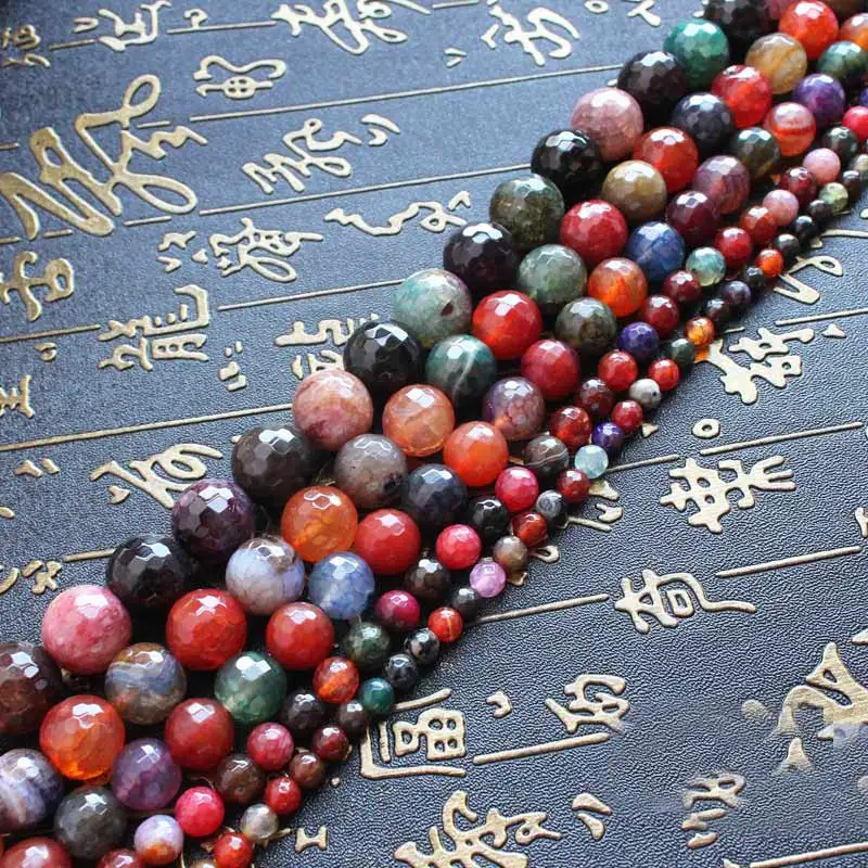 Faceted Multi-color Crack agates 6-16mmRound Beads 15&quot/38cm For DIY Jewelry making We provide mixed wholesale for all items! | Украшения
