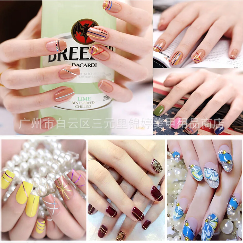 1 мм 12 Syyle блестящая полоса для ногтей лента наклейка набор художественные