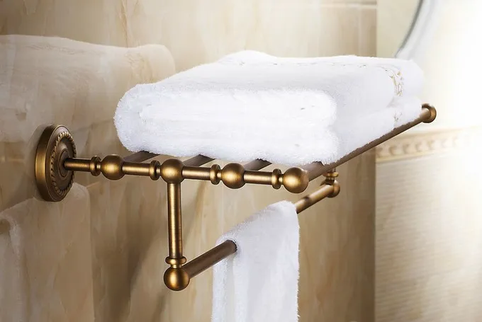 Wall Mounted Vintage Retro Antique Brass Bathroom Large Towel Rail Bar Holder Shelf Accessory mba087 | Обустройство дома