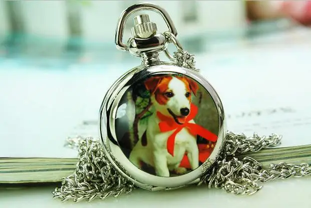 

New style beautiful lovely Labrador pattern necklace pendant fashion silver quartz pocket watch best gift good quality
