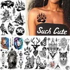 Водостойкие поддельные черные собаки, звери, лапы, полярные медведи, татуировки, наклейки, Женская грудь, рука, временная татуировка, поддельные водостойкие лесные татуировки