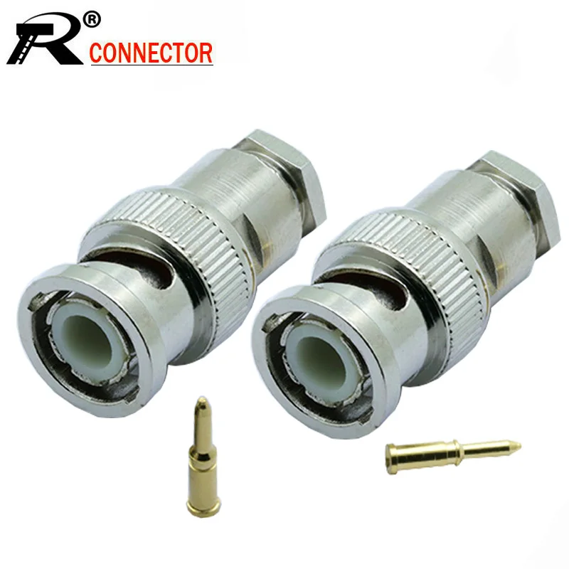 10 шт. BNC Штекерный разъем типа RG58/RG59/RG6 для видеонаблюдения коаксиальный