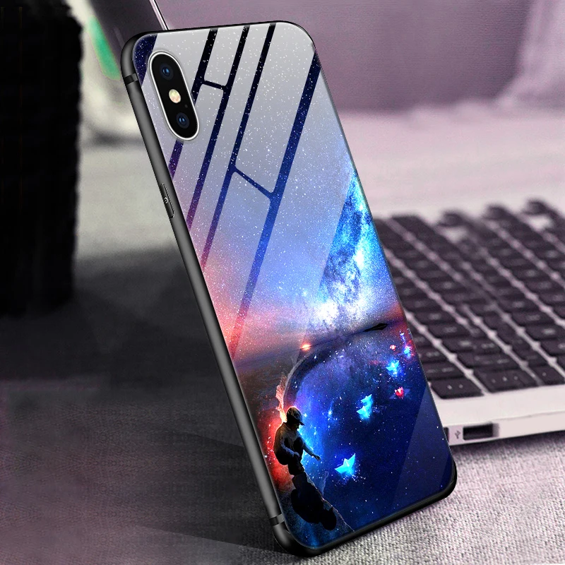 Tempered Glass Case For iPhone 7 Plus 8 8Plus 6 6S Cover Soft Bumper 3D Cat Printing Funda For iPhone XS MAX XR 10 11 Phone Case
