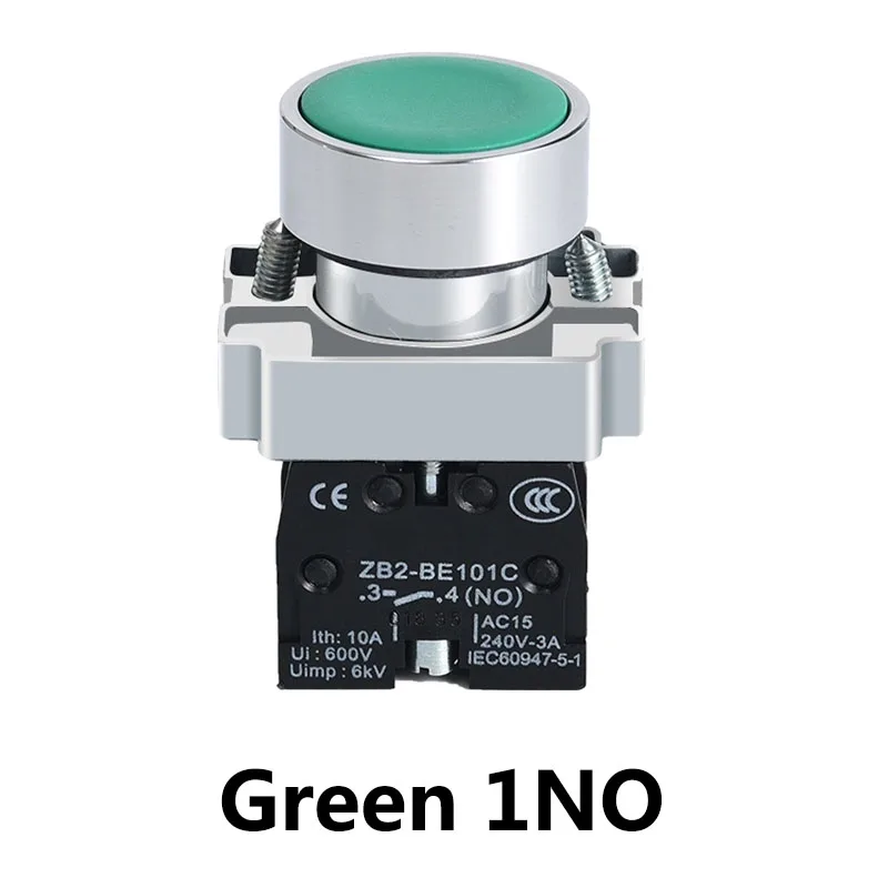 Green(NO) 1 шт. 22 мм желтые, красные, белые, зеленые, черная красная кнопка переключатель 10A XB2-BA42 NC XB2-BA11 XB2-BA21 XB2-BA31 XB2-BA51 XB2-BA61 нет - Цвет: Green(NO)