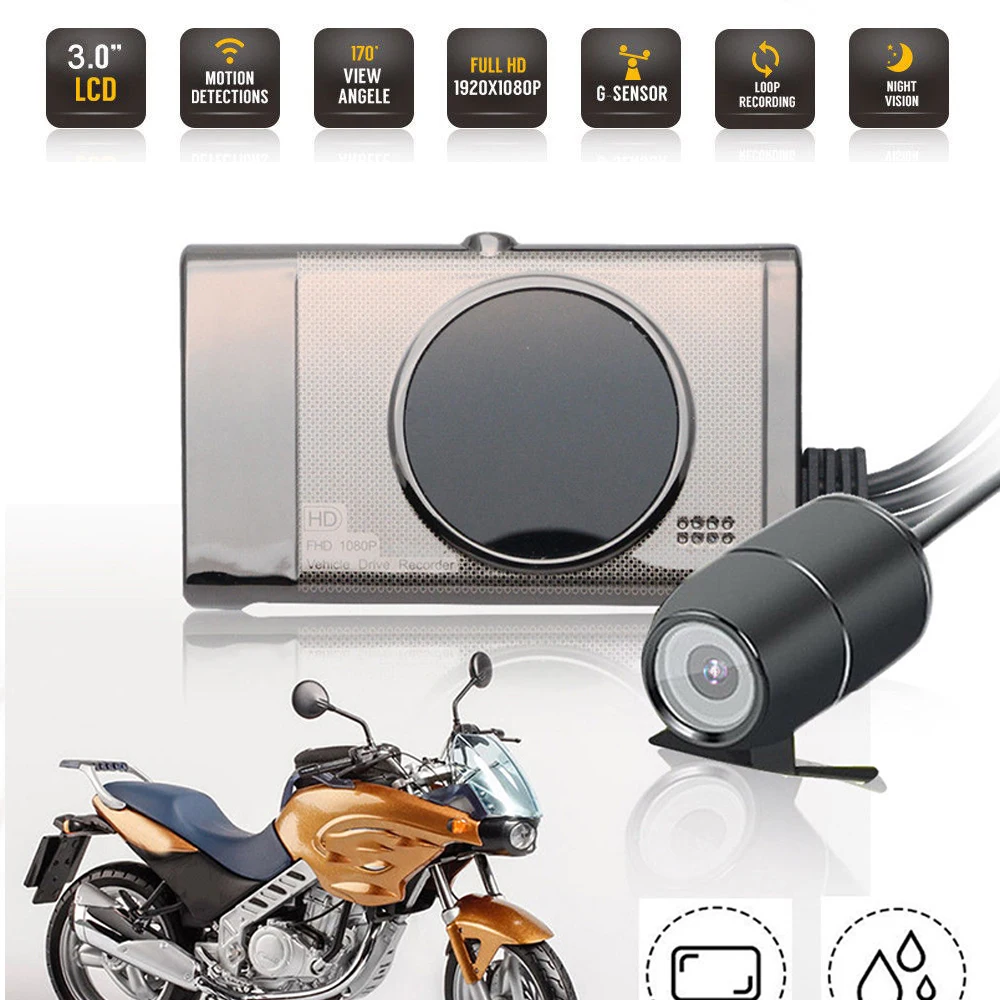 3 &quotLCD двойная камера для мотоцикла DVR видеорегистратор Full HD 1080P / 720P Передняя и