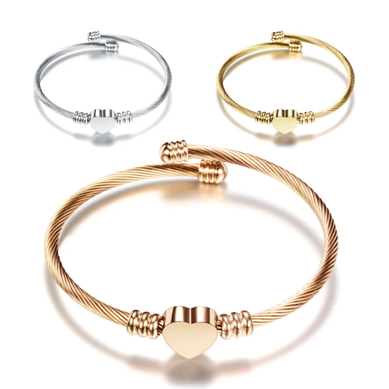 Женский Регулируемый браслет Canner из нержавеющей стали с сердечком вечерние