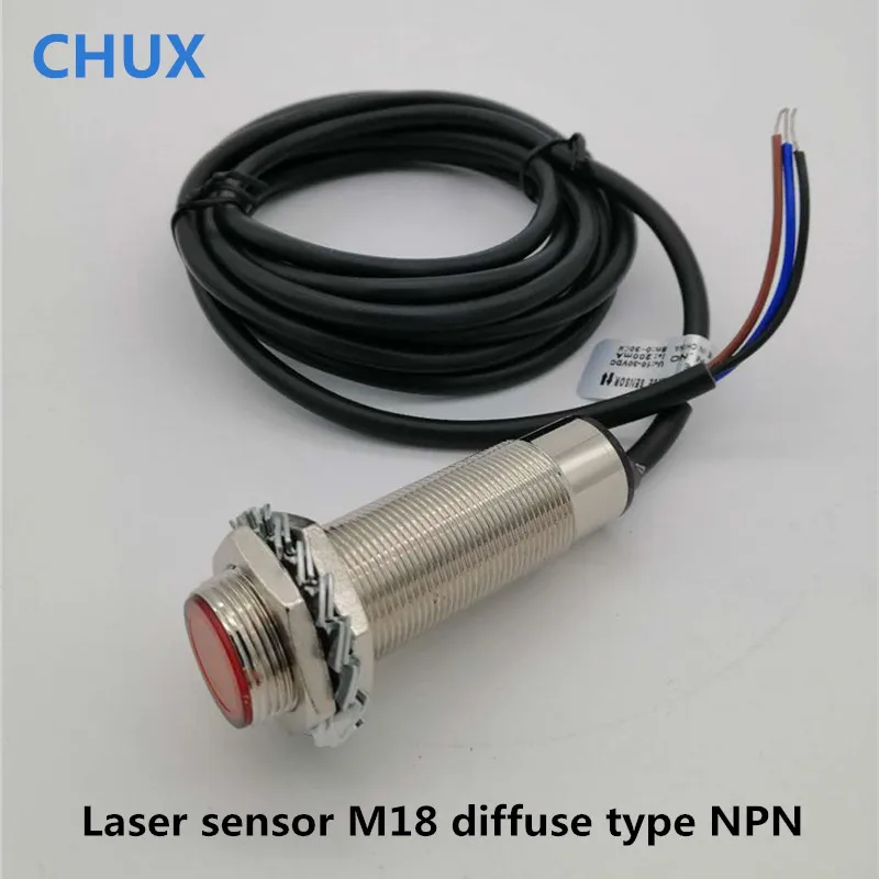 Лазерный датчик M18, переключатель света с рассеянным инфракрасным датчиком, 6-36 в, NPN фотоэлектрический, регулируемый, 2-50 см Лазерный датчик M18, переключатель света с рассеянным инфракрасным датчиком, 6-36 в, NPN фотоэлектрический, регулируемый, 2-50 см