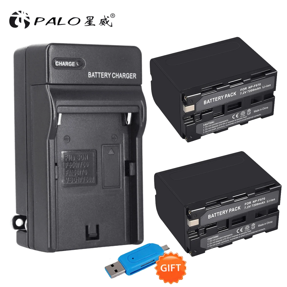 2 шт. 7,2 v 7200 мА/ч, литий-ионный аккумулятор NP-F960 F960 Перезаряжаемые Камера Батарея цифровой Батарея+ Зарядное устройство для SONY DSC-S30 DSC-F707 MVC-CD200